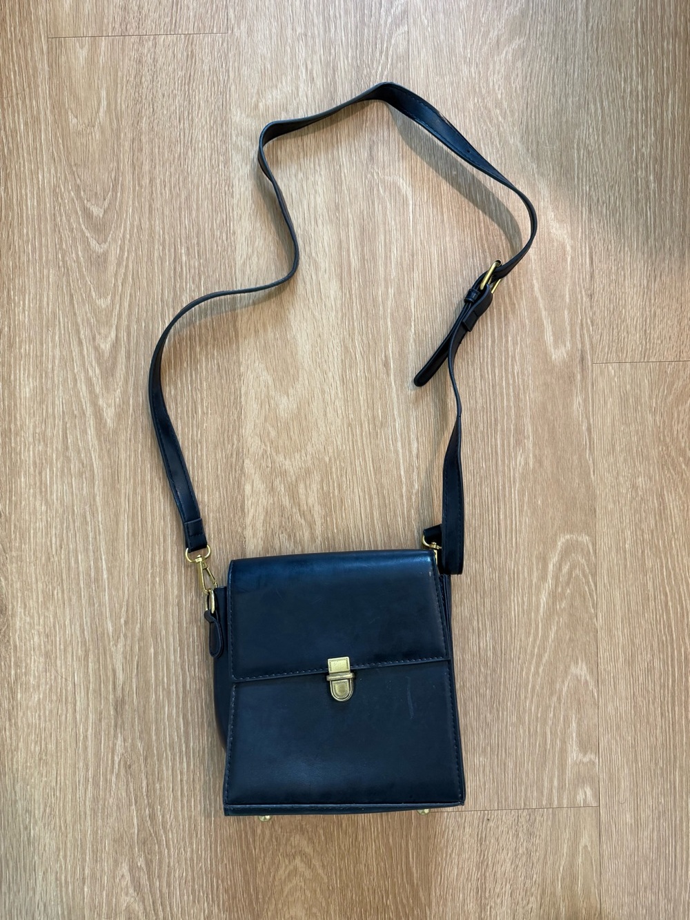 SHEIN Black Crossbody Bag with Gold Hardware